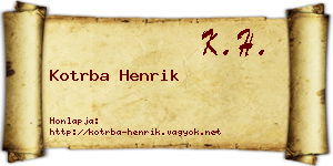 Kotrba Henrik névjegykártya